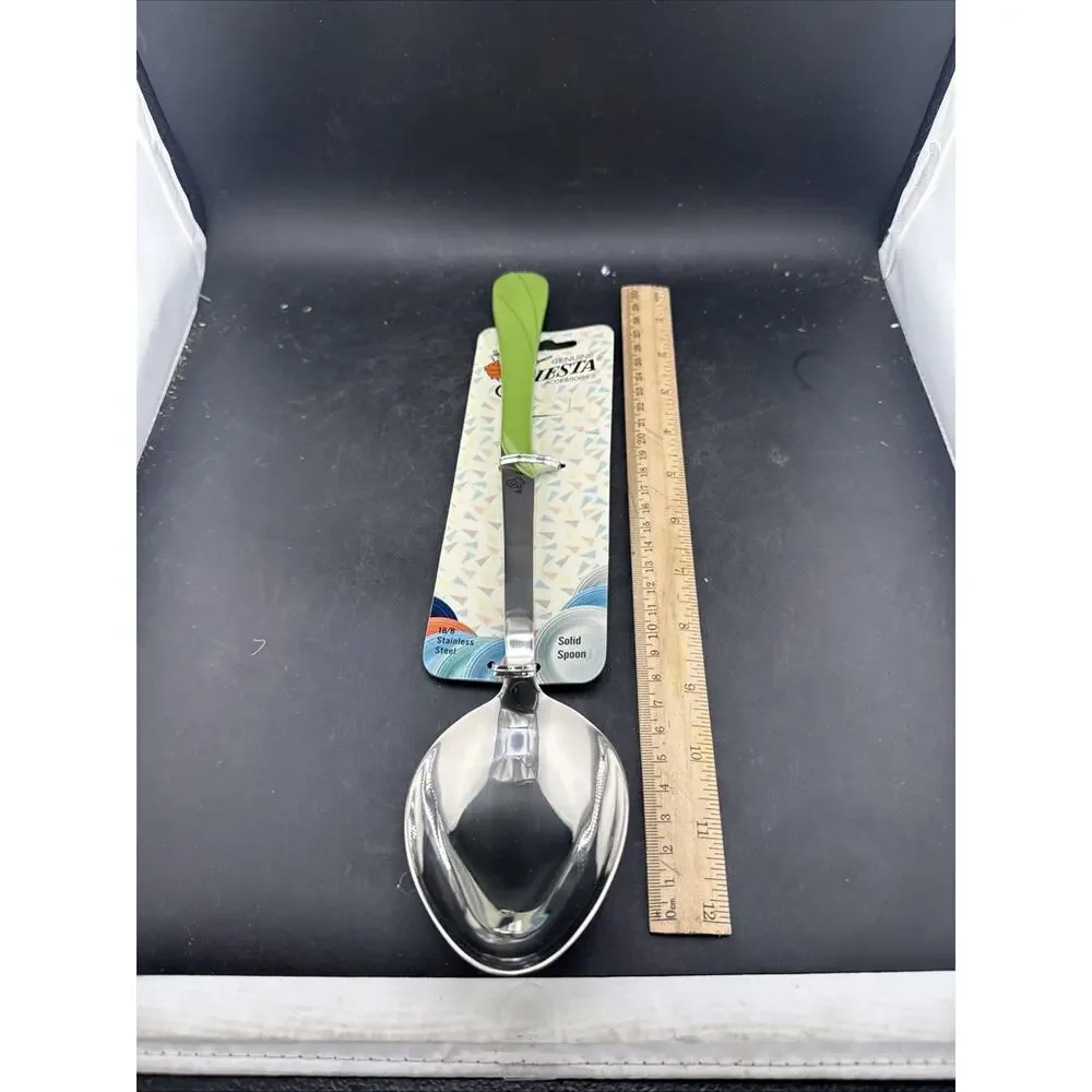 Fiesta Green Solid Serving Spoon 18/8 Stainless Steel New On Card NIP